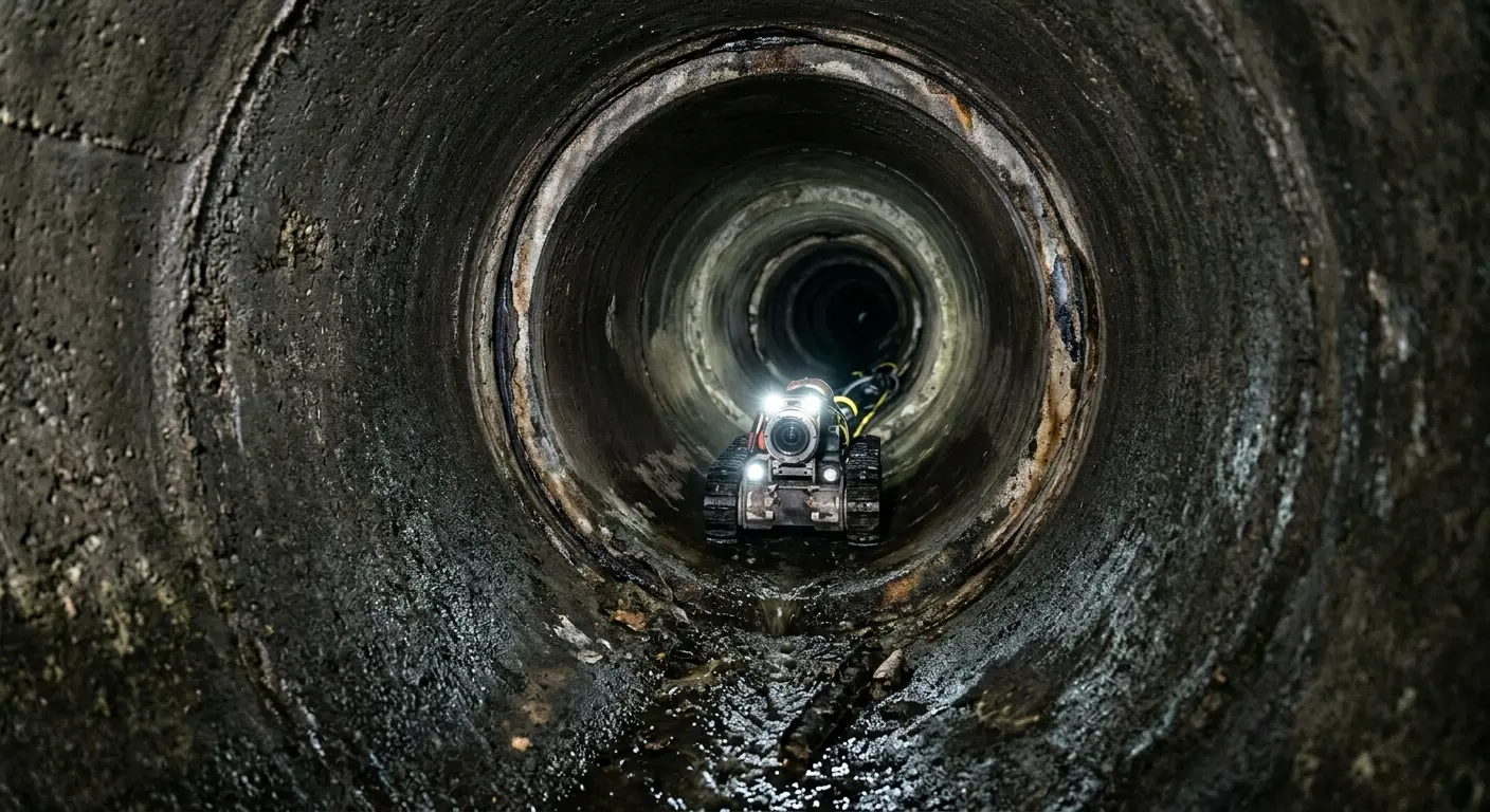 Robotic sewer camera inspecting pipe interior for Sewer Line Repair in Yorktown